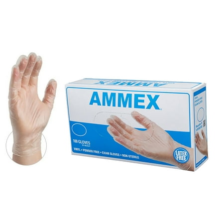 Ammex VPF Vinyl Glove, Medical Exam, Latex Free, Disposable, Powder Free, Medium (Box of 100)