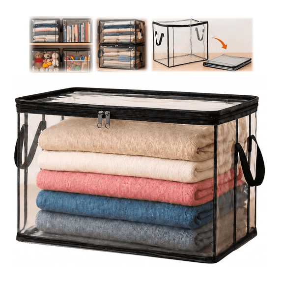 Extra Large Clear Pvc Storage Bags with Zipper Handles Heavy Duty Thick Plastic Clear Storage Bins for Clothes Blankets Toys Moving Foldable Closet Organizer Storage Containers (1PCS)