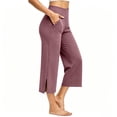 thumbnail image 4 of Htrmlpk Women Yoga Pants Elastic Waist Cropped Trousers Athletic Workout Running Jogging Pants with Pocket, 4 of 7