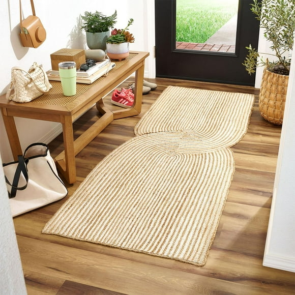 Beautiful Geo Natural Braided Jute Indoor Scatter Rug by Drew Barrymore, 27" x 45"