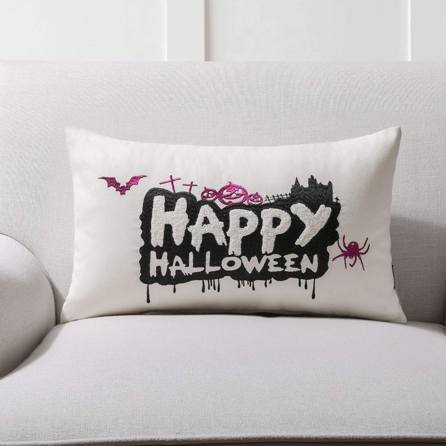 Embroidered Halloween Ghost Pillow Cover – DECOPOW