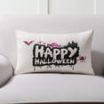 thumbnail image 4 of Phantoscope Halloween Holiday Collection Embroidery Decorative Throw Pillow, 12" x 20"/18" x 18", White Embroidery Halloween, 3 Pack, 4 of 5