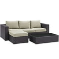 thumbnail image 3 of Modway Convene 3 Piece Outdoor Patio Sofa Set in Espresso Beige, 3 of 7
