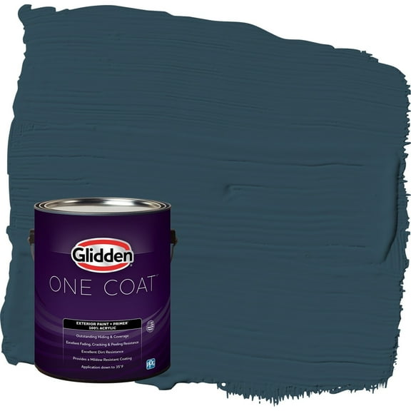 Glidden One Coat Sailor's Coat / Blue Semi-Gloss Exterior Paint with Primer, 1 Gallon