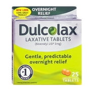 Dulcolax Overnight Relief 5 Mg Laxative Tablets - 25 Ea, 2 Pack