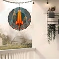 thumbnail image 6 of Metal Hanging Wind Spinners with Concentric White Lines & Bright Orange - Modern Garden Wind Chimes for Yard Decor, 6 of 6