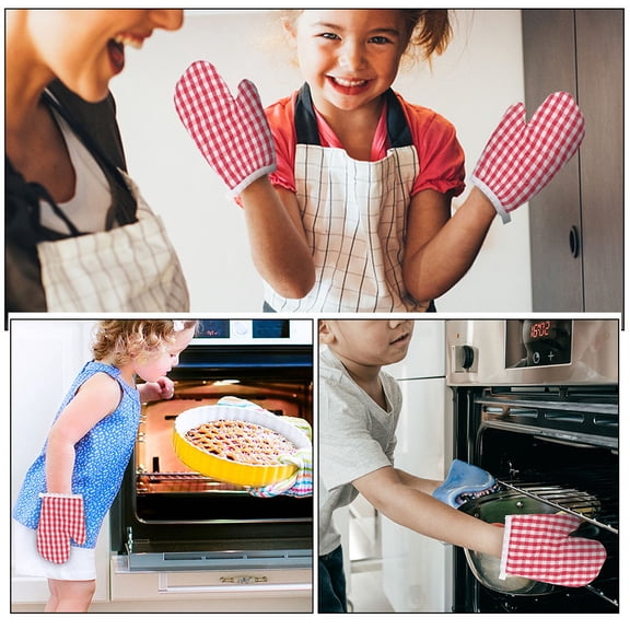 BESTYASH 4-Pack Red Oven Mitts for Kitchen Cooking, Baking, and Grilling Gloves with Insulated