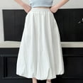 thumbnail image 2 of Miluxas Girls Maxi Skirts Summer Boho Solid Beach Elastic High Waist Pleated A-Line Flowy Swing Long Maxi Skirts White 15 Years(170), 2 of 9