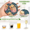 thumbnail image 3 of Haosy Set of 6 Drink Woven Coaster with Holder Heat Resistant Non-Slip Bar Coasters 4 Inches Cute Bear in Popcorn, 3 of 7