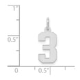 thumbnail image 2 of 925 Sterling Silver Solid Small Polished Sport game Number 3 Charm 20x4mm Wide Pendant Necklace for Women, 2 of 2