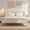 Cream, variant on VELOCAVA Full Size Bed Frame with Upholstered Headboard and Footboard, Rounded Gold Frame, Orange