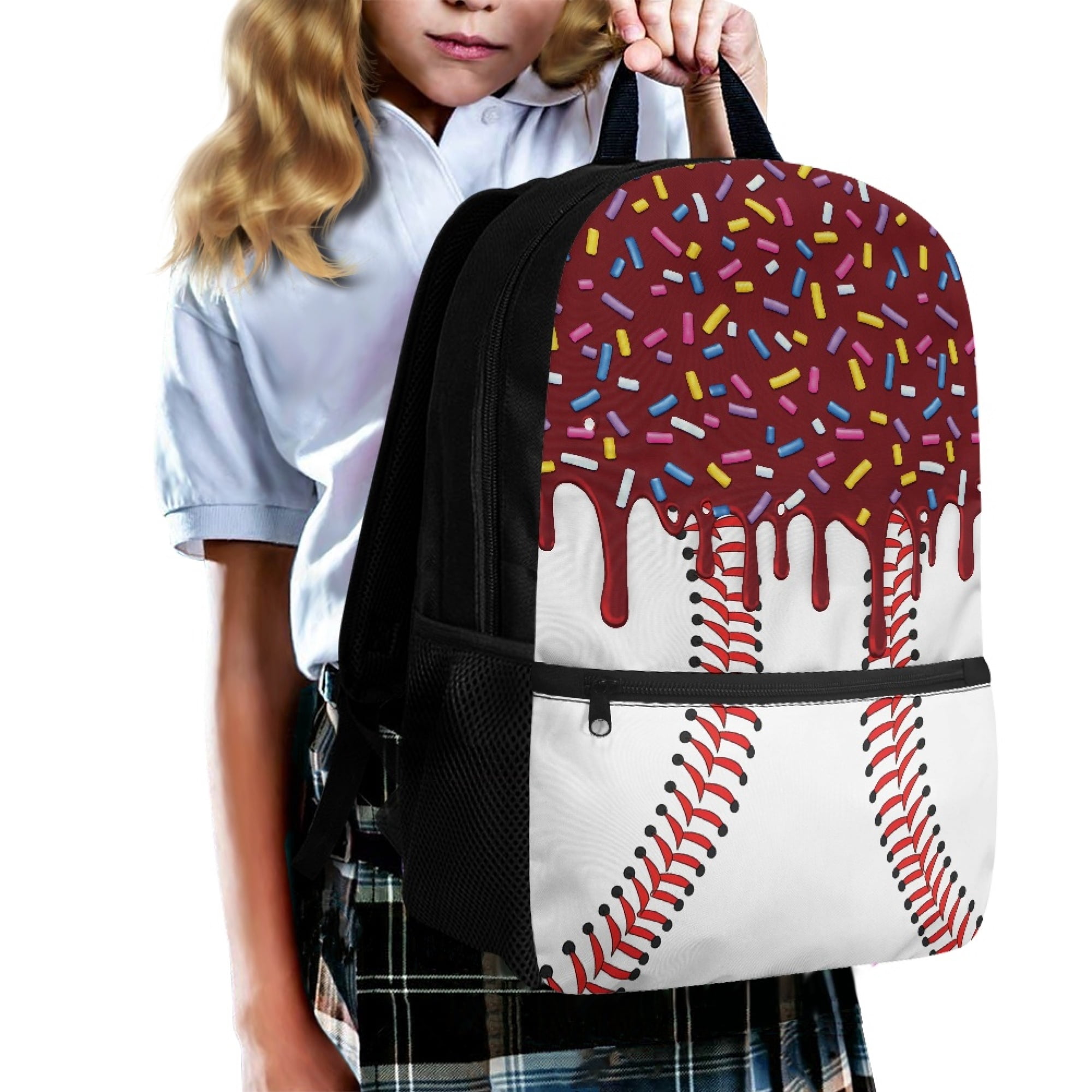 Uourmeti Baseball Pattern Smooth Zippers Student Bookbag for School Vacation, Independent Compartment Large Storage Backpack Personalized School Backpack