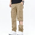 thumbnail image 4 of Men Stretch Multi Pocket Cargo Pants Straight Leg Zip Off Water Repellent Lightweight Travel Pants, 4 of 9