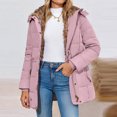thumbnail image 7 of yuCgh Women's Solid Color Hooded Jacket Cotton Jacket with Mid-Length Design for Winter Warm and Comfortable Outerwear for Daily Use,Pink 2XL, 7 of 7