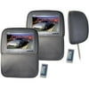 Pair of Adjustable Headrests w/ Built-In 9.2'' TFT Monitor (Grey)