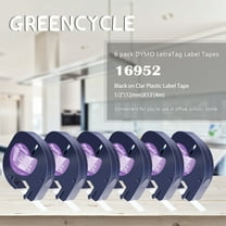 GREENCYCLE 6PK 12mm 4m Black on Clear Plastic Label Tape Compatible for Dymo 16952 12267 16951 12268 S0721530 LetraTag Printer