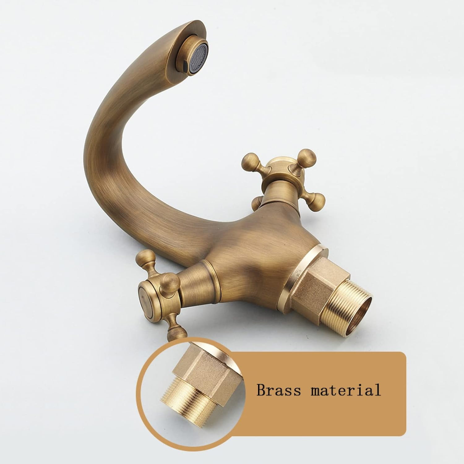 Vintage Bathroom Faucet, Double Cross Handle Mixer Bathroom Sink Tap, Brass Bathroom Faucet, Bathroom Faucet Single Hole, Cold Hot Mixer Vintage Vanity Tap, Gold