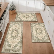Farmhouse Kitchen Rugs Set 3 Piece, Boho Kitchen Mats for Floor, Non-Slip Kitchen Rug Waterproof Mats for Kitchen, Runner Rugs for Hallway Laundry Holiday Sink Decor