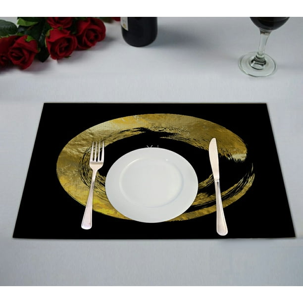 ABPHQTO Black And Gold Design Placemat 12x18 Inch,Set of 2 Table