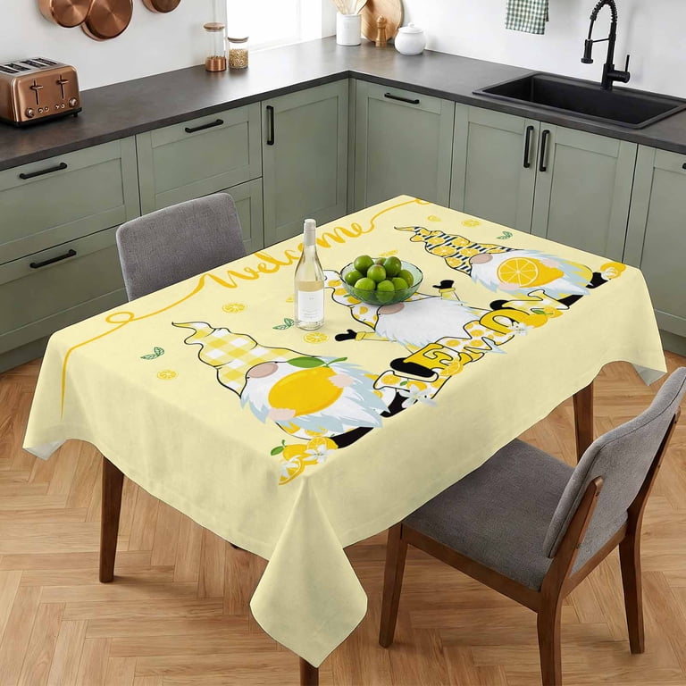 Summer Lemon Dwarf Table Cloth 60x84in, Waterproof Rectangle