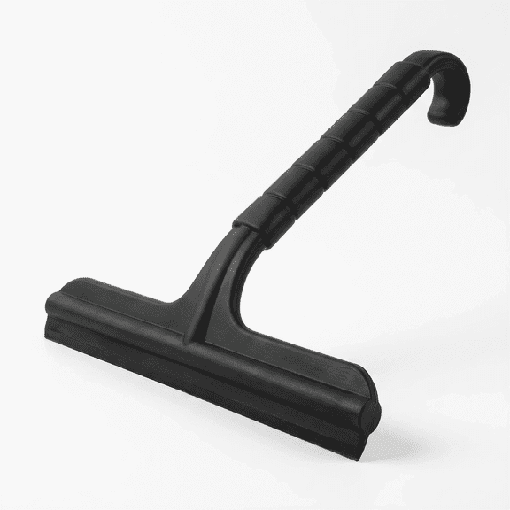 JOWBOOW Silicone Shower Squeegee with Built-in Hook, Weighted Metal Core, 8-Inch, Black