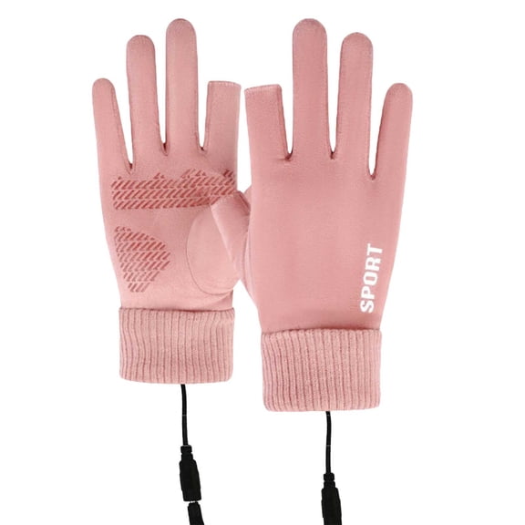 USB Rechargeable Heated Gloves for Women Men, Electric Thermal Winter Gloves Touchscreen Battery Powered Warm Gloves for Motorcycle Cycling Ski, Pink