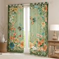 thumbnail image 2 of jejeloiu Country Floral Curtains Pack of 2 (42x84 Each),Rustic Botanical Wild Butterflies Curtains Blackout,Green Pink Bedroom Curtains For Girls,Microfiber Bedroom Decor, 2 of 6