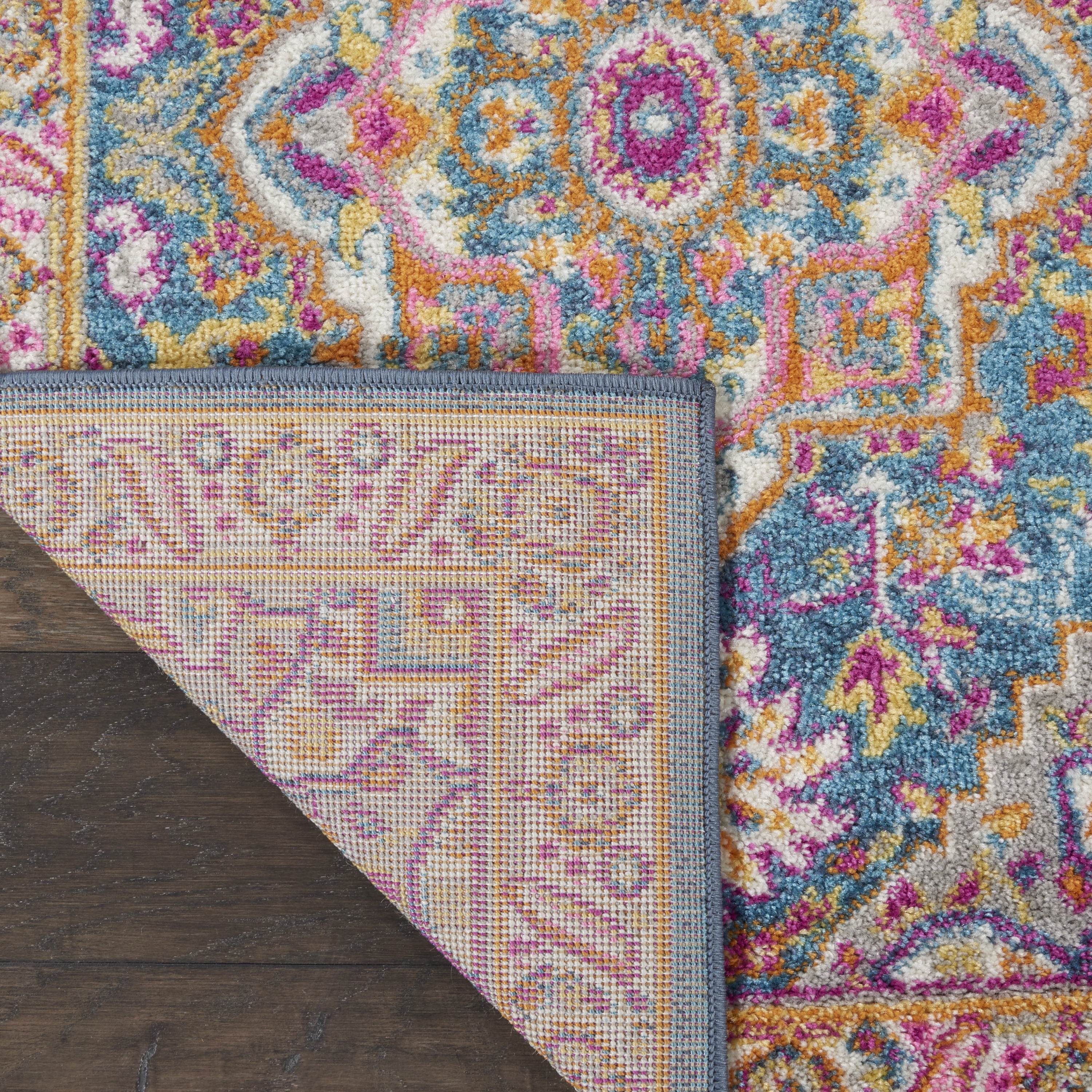 Nourison Passion Persian Teal Multicolor 2'2" x 7'6" Area Rug, (2x8)