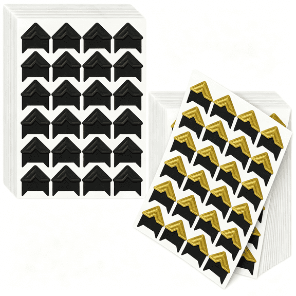 720 Pcs Self-Adhesive Photo Mounting Corners, Black and Gold Picture Corner Stickers for DIY Craft Scrapbook Album Decor Supplies