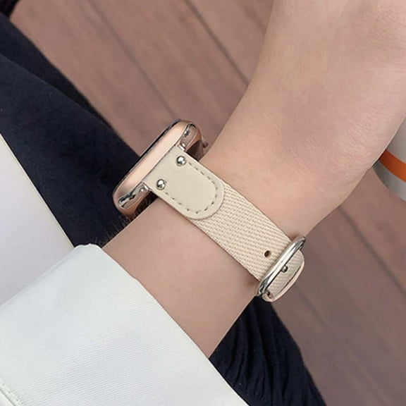 Slim Nylon Bands Compatible for Apple Watch Band 42mm 41mm 40mm 38mm, Fashionable Adjustable Nylon Thin Watch Bracelet Strap for iWatch Series 10 9 8 7 SE 6 5 4 SE 3 2 1, Starlight