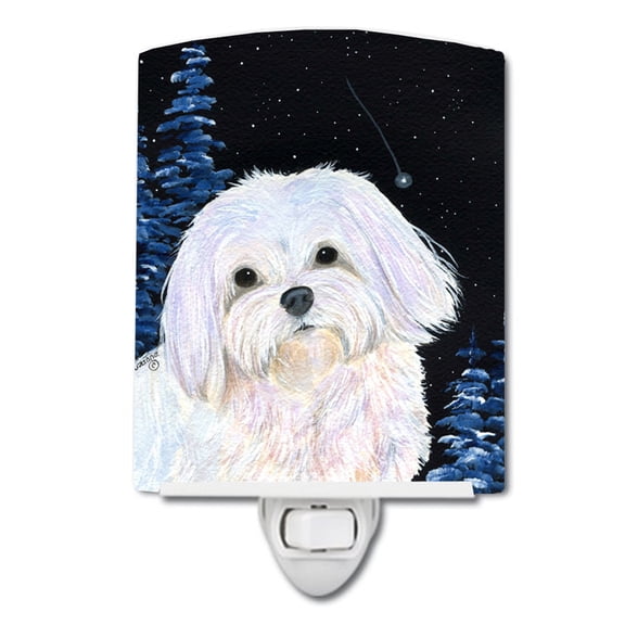 Caroline's Treasures SS8460CNL Starry Night Maltese Ceramic Night Light, 6x4x3", multicolor