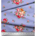 thumbnail image 3 of Soimoi Tissu en Coton Cambric Imprimé Feuilles & Roses au Mètre 56 Pouces de Large, 3 of 3