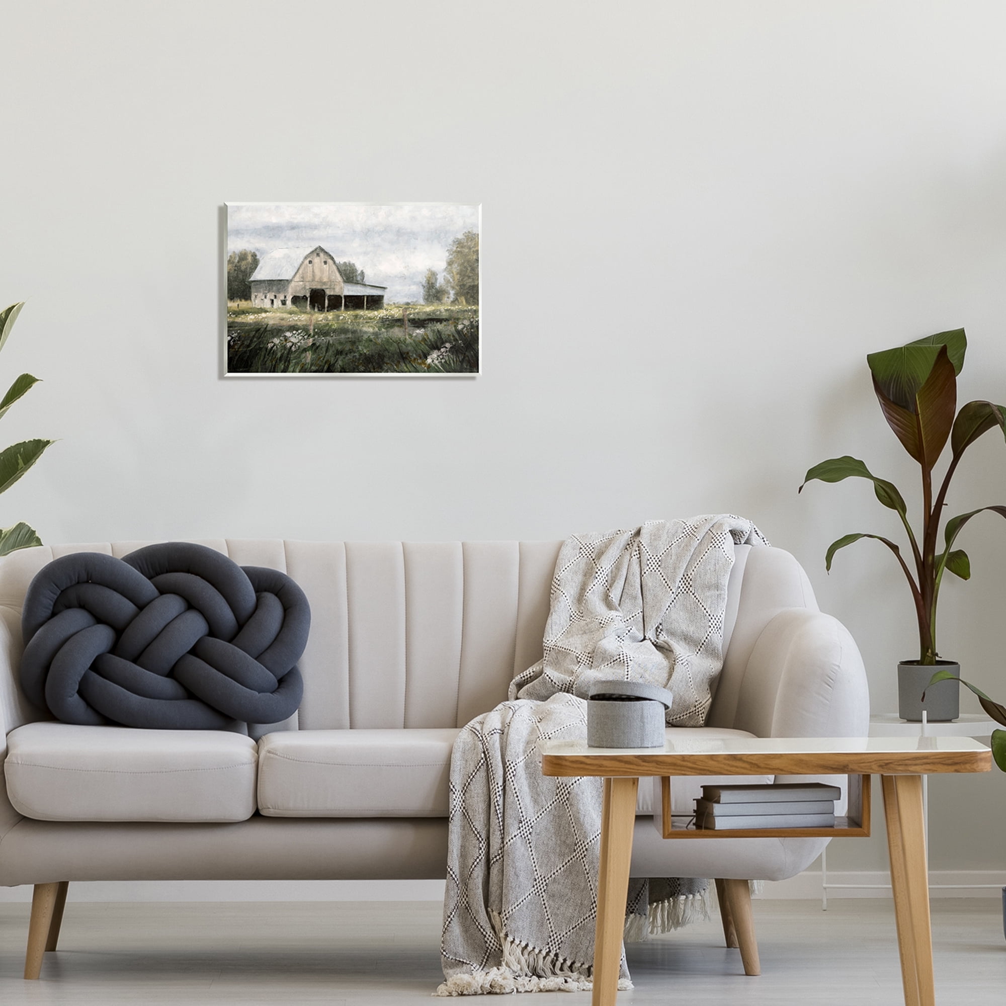 Stupell Industries Country Farmhouse Barn Meadow Landscape Painting Unframed Art Print Wall Art