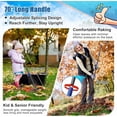 thumbnail image 3 of Adjustable Garden Leaf Rake 67 inch, Collapsible Metal Yard Rake for Leaves with Expandable Head 8-17", 3 of 8