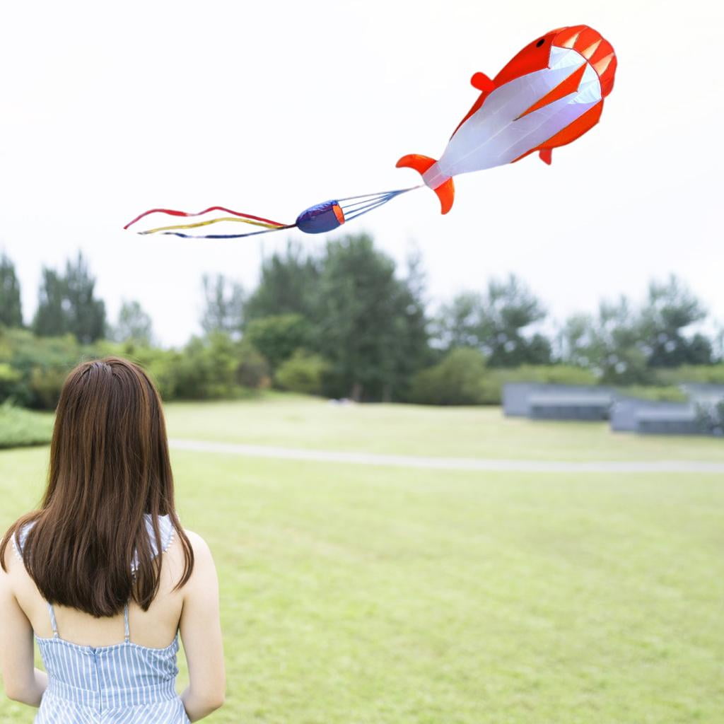 DimyFew 3D Dolphin Kite Childhood Dolphin Orange Soar Priceless Parafoil Gift for Sports red