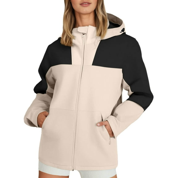 QHFBli Rain Jacket for Women Waterproof Lightweight Windbreaker Jacket with Hood Packable Raincoat with Pockets