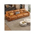 thumbnail image 4 of Luxury Minimalist Leather Sofa Living Room Cowhide Simple Straight Row Leather Sofa Combination Furniture My Lux Decor Round, 4 of 24