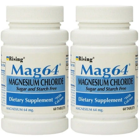 NEW MAG 64 MAGNESIUM CHLORIDE WITH CALCIUM 60 TABLETS (2 Bottles = 120 (Best Form Of Calcium)