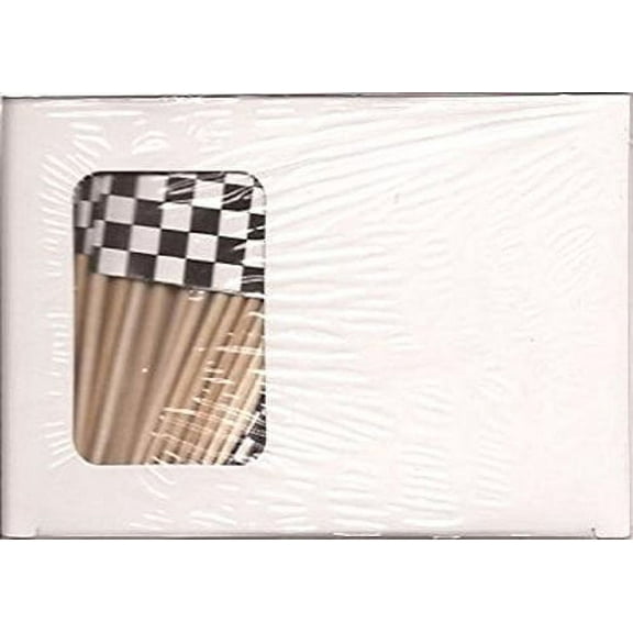 25 Box Wholesale Lot of Checkered Toothpick Flags, 2500 Small Mini Black and White Flag Cupcake Toothpicks or Cocktail Picks