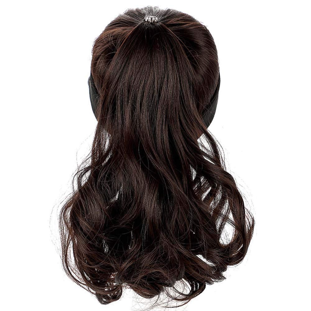 YEKEYI Outdoor Wig Hat with Hair Ponytail - Baseball Cap with Wavy Brown Women's Wig (Black)