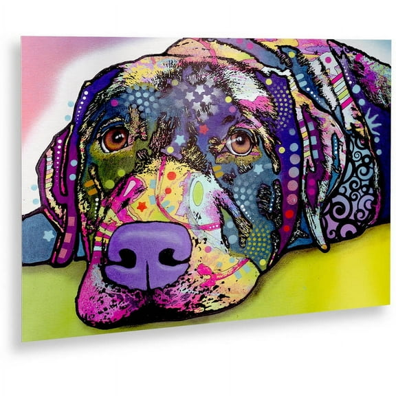 Dean Russo 'Savvy Labrador' Floating Brushed Aluminum Art