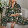thumbnail image 6 of Honeii Flamingos And Palm Leaves print Women's Pajama Sets Long Sleeve Button Down Sleepwear Nightwear Soft Pjs Lounge Sets-Large, 6 of 7