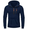 thumbnail image 6 of Men's Quarter Zip Up Hoodies Oversized Hood Sweatshirts Casual Zip Sweatshirts Fashion Long Sleeve Tops with Pockets (M, Navy), 6 of 7
