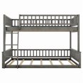 thumbnail image 6 of Full XL-Over-Queen Size Wooden Kids/Teens Bunk Bed with Ladder and Guardrails, Minimalist Designed Detachable Bed Frame, 6 of 10