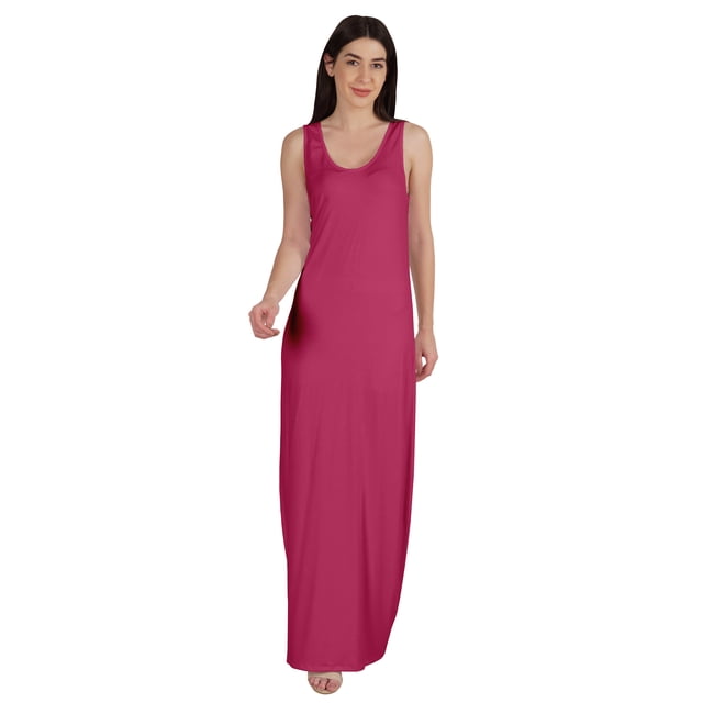 Inkmeso Basics Robe Longue Débardeur Sans Manches pour Femmes Décontractée d'Été de Tous les Jours en Jersey