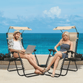 thumbnail image 3 of MoNiBloom Zero Gravity Chairs, Folding Outdoor Patio Beach Recliner with Canopy Shade & Headrest, Cream, 3 of 11