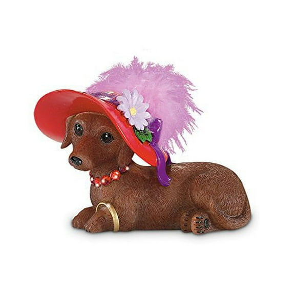 The Hamilton Collection Bow-Wow Babe Dachshund Figurine with Oversized Hat and Attitude 3.5-inches