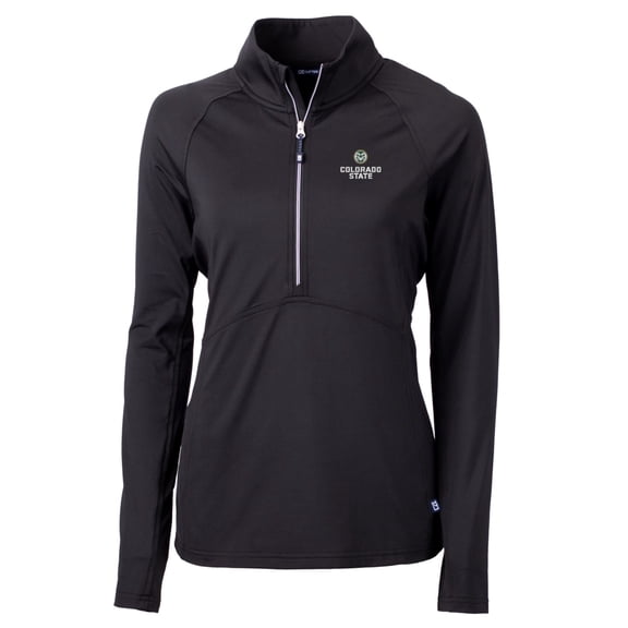 Women's Cutter & Buck Black Colorado State Rams Adapt Eco Knit Half-Zip Pullover Jacket