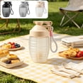 thumbnail image 1 of Bote de shaker de proteínas de 600 ml Vaso de agua deportivo portátil – pico abatible a prueba de fugas, batidora integrada, una mano, compartimento de almacenamiento, uso portátil para gimnasio, 1 of 7