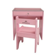 Impressions Vanity Slaystation Little Princess Vanity Set, Makeup Table with Mirror and Chair(Light Pink)